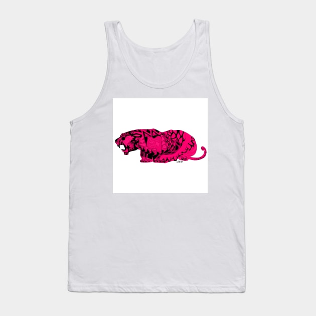 giant beast asian tiger ecopop in red pink in the wild pattern Tank Top by jorge_lebeau